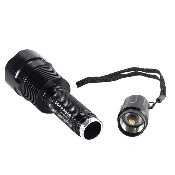 Forrader C12 CREE XM-L2 U3 Super-bright LED Flashlight Torch Light with Tail Button Switch Controlled by 5-mode, Black (Flashlight Only)