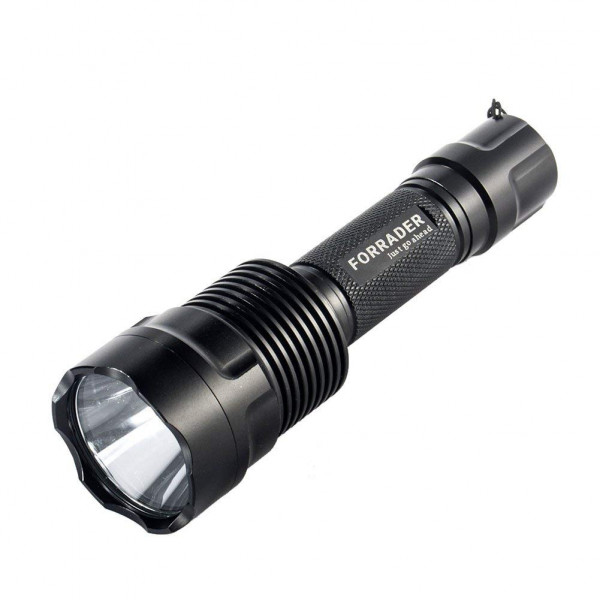 Forrader C12 CREE XM-L2 U3 Super-bright LED Flashlight Torch Light with Tail Button Switch Controlled by 5-mode, Black (Flashlight Only)