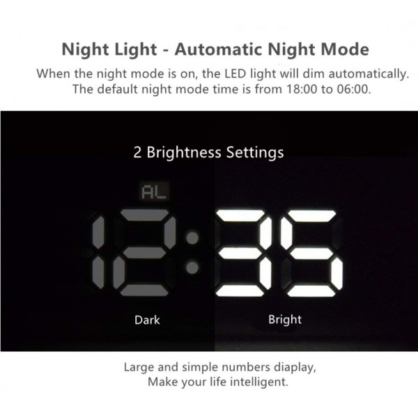 Farsler  Digital Light Alarm Clock Indoor Clock for Bedroom, Battery and USB Cable Operated