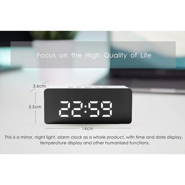 Farsler  Digital Light Alarm Clock Indoor Clock for Bedroom, Battery and USB Cable Operated