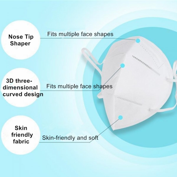 Pack of 5 Face Masks FFP2 N95 Mask Hygiene Respirator With Adjustable Nose Clip for Perfect Tight Seal Full Face Protection Face Mask Against fine Airborne Particles, Germs, Dusts, Mists, Pollutants