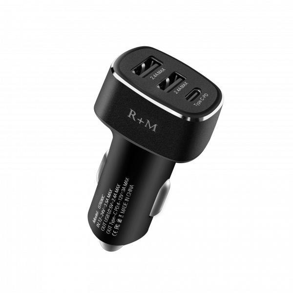 Fast Charging Car Charger USB C, R+M 3 P...