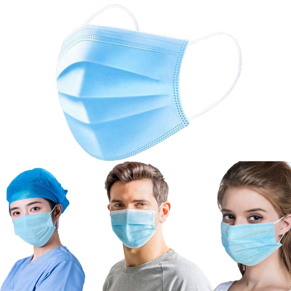 Free Shipping 10 X SURGICAL FACE MASK WITH EAR LOOPS - MEDICAL/DUST / 3 PLY MASKS- 10 Pieces