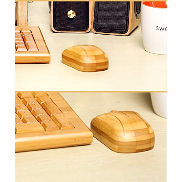 Wireless Optical Bamboo Mouse with USB Receiver for Notebook, PC, Laptop, Computer, Macbook